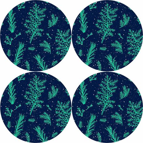 Set di 4 tovagliette rotonde per tavoli 4D, 33 cm - ginepro Feltro ecologico, stampa HD, lavabile a 40 °C, Bertoni (1/2)