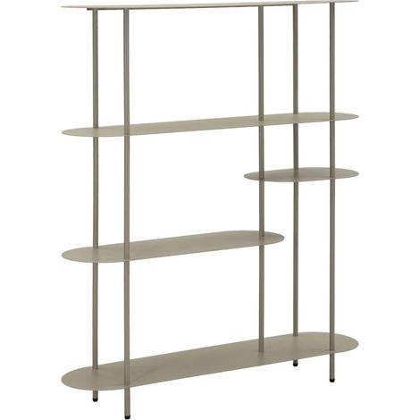Libreria Saturno Tortora - Struttura in metallo con 3 ripiani, design moderno ed elegante, 118x31x139 cm - Arredamento Contemporaneo