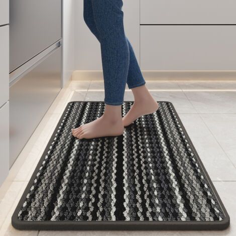Paillasson gris 45 x 70 cm 1 tapis de cuisine Tapis absorbant l'huile, absorbant l'eau, résistant aux taches, antidérapant Paillasson d'entrée (1/5)