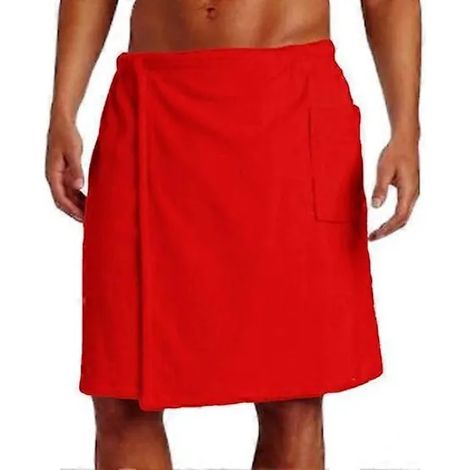 Peignoir homme /EA/Serviette de bain à taille élastique ajustable, vêtement d'intérieur, chemise de nuit, poche, serviette de sport d'extérieur, natation, salle de sport, spa, rouge, taille L (1/2)