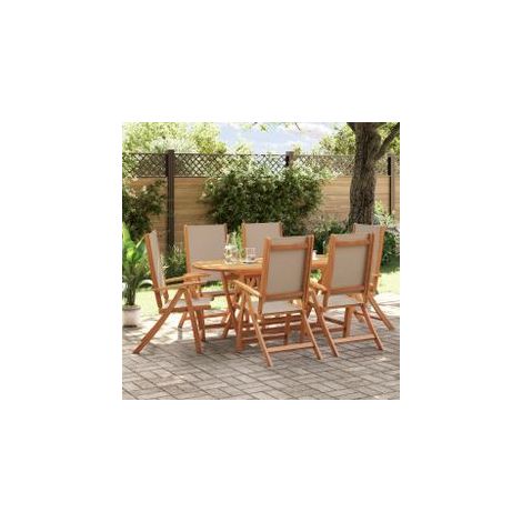 Ensemble à manger de jardin 7pcs bois d'acacia solide textilène