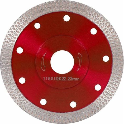 Disque de scie diamant 115 mm Triomphe, disque turbo circulaire super fin pour meuleuse d'angle, coupe de porcelaine, carrelage, granit, marbre, céramique, béton renforcé,Rouge, 115 mm (1/5)