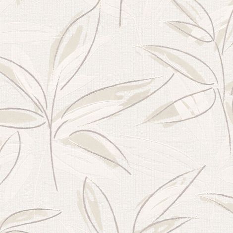 BRICOFLOR Papier Peint feuillage beige et blanc Papier Peint intissé beige pour chambre Tapisserie feuille beige pour cuisine, salon & plus (1/4)