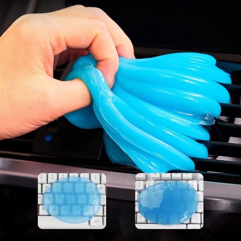 Gel de Nettoyage de Voiture, Gel Nettoyant Clavier, Gel Anti-poussière pour Voitures, Kit Nettoyeur Clavier, Nettoie la Poussière pour Ordinateurs Portables, Imprimantes, Claviers, 2 Pièces(Bleu+Bleu)