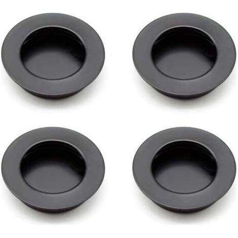 4 Stück eingelassene runde Griffe, 40 mm 304 Edelstahl-Schiebetürgriff, schwarze Möbelgriffe können für Schubladen, Schränke und maßgefertigte Möbel verwendet werden. (1/5)
