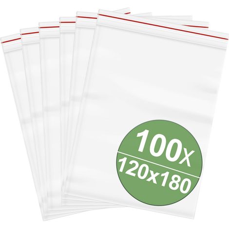 Druckverschlussbeutel ohne Beschriftungsstreifen (B x H) 120 mm x 180 mm Transparent Polyethylen  10