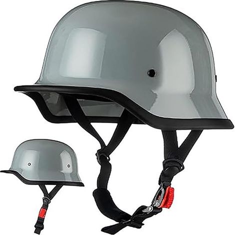 Casque demi-coque de moto, casque demi-coque rétro homologué, casque jet avec fermeture rapide pour cruisers, choppers, motards, cyclomoteurs, poudre de ciment (1/2)