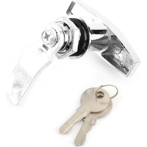 Serrure de porte de garage à poignée en T – Avec clés – Pour auvent de caravane – Finition argent (1/3)