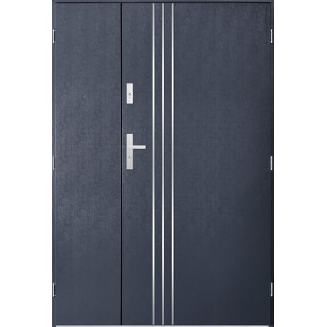 Porte d'entrée double GAMO 120x200 cm anthracite - Poignée et serrure : Sans - Poussant: Gauche