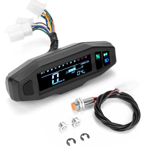 Mini compteur universel de moto numérique LCD compteur de vitesse compteur kilométrique numérique tachymètre de vélo de moteur électrique (1/5)