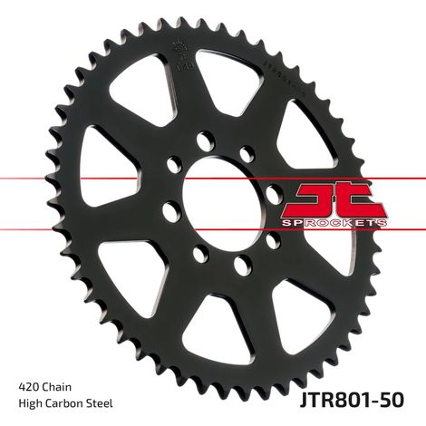 Pi帽贸n trasero de acero JT R801-50, 50 dientes, tama帽o 420 (1/2)