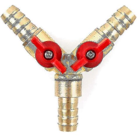 Raccord en Y pour tuyau d'arrosage, répartiteur à 3 voies, alliage laiton-zinc, vanne à bille 10 mm pour eau, huile et gaz, pour l'irrigation de jardin (1 pièce) (1/5)