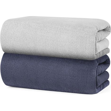 URAQT Microfaser Handtücher 2er Set 70x140cm für Fitness Sauna Strand Schwimmen (1/5)