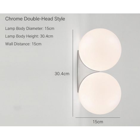 Applique Murale Double Tête en Verre, Luminaire de Chevet Design Argenté pour Chambre à Coucher et Couloir