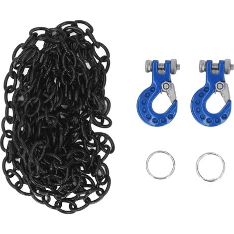 Crochet de remorquage et chaîne pour voiture RC, accessoire de décoration et amélioration pour camion SCX10 D90 1/10 RC Crawler, bleu. (1/5)