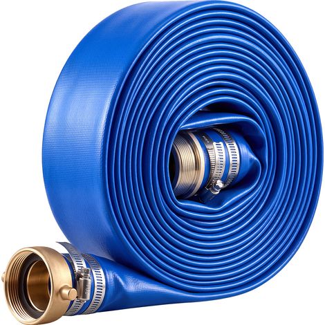 Mophorn Tuyau plat 50,8 mm 15,24 m en PVC bleu pour irrigation agricole, compatible avec pompe à eau, filtre à sable ou submersible, pression maximale 6,2 bar, équipé de raccords ergots (1/5)
