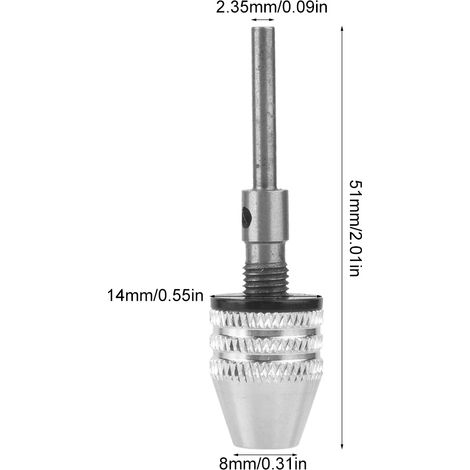 Mandrin de perceuse sans clé 0.3-3.4mm, adaptateur à changement rapide pour tige ronde de 2.35mm (1/5)