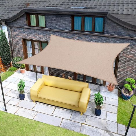 Sonnensegel Rechteckig Wasserdicht UV Schutz Garten 3x5 Taupe (1/5)