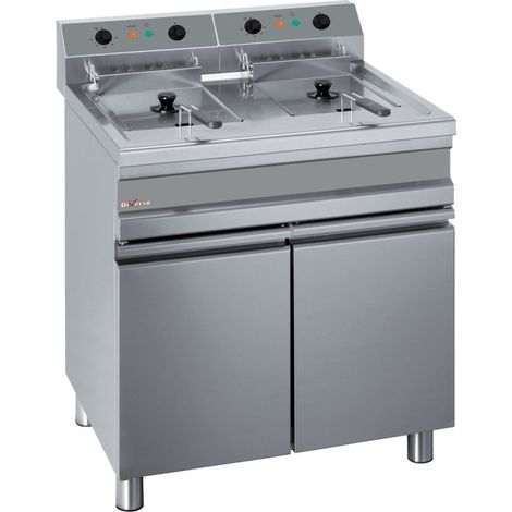 Friteuse électrique 2 cuves de 14 litres sur armoire - Diverso