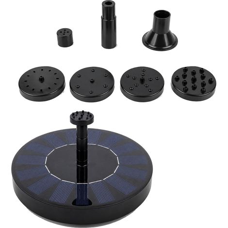 Fontaine Solaire Extérieure, Pompe Flottante avec 6 Buses Différentes Et 3 Tubes de Support, Fontaine Alimentée par l’Énergie Solaire pour Abreuvoirs d’Oiseaux, Aquariums, Jardins, Bassins et Étangs (1/5)