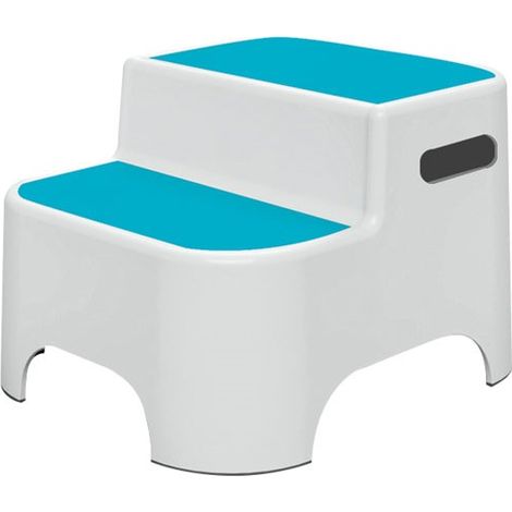 Escalón para baño para niños, doble, blanco/azul - Godonnier