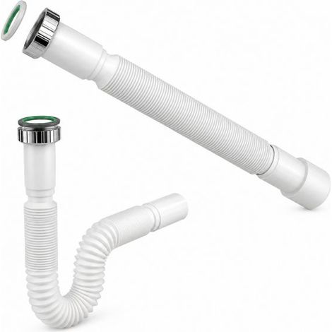 Tubo Scarico Lavello 1''1/2x40mm Flessibile Estensibile 35-80cm Ghiera Metallo (1/5)