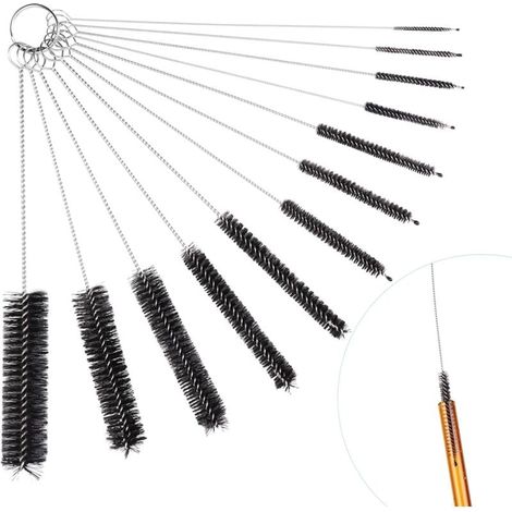 12 Stück lange Flaschenreinigungsbürsten, Nylon-Strohhalmbürsten zum Reinigen von Strohhalmen, Weinflaschen, Tassen, Pfeifen, Tastaturen (weiß)