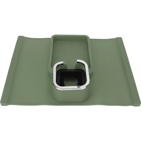 Porte-gobelet en silicone vert pour canapé, support à boisson multifonction, cadre argenté, repose-bras créatif, porte-tasse café, rangement pour canapé. (1/5)