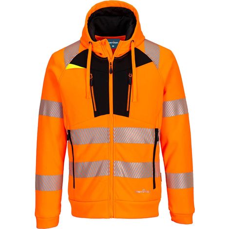 Dx4 - Felpa con cappuccio con zip ad alta visibilità - 4xl - Arancione/nero - Portwest