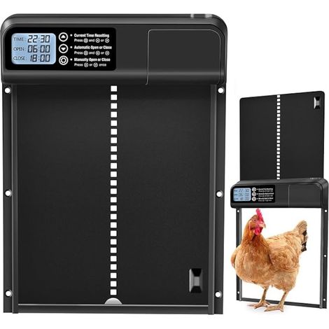 Porte automatique de poulailler imperméable, capteur de lumière et minuterie, fermeture automatique jour et nuit, anti-pincement (1/5)
