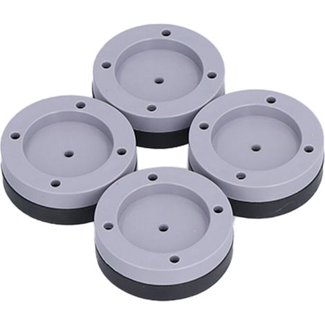 Ortviai Pieds Antivibrations pour Machine à Laver – Lot de 4, Caoutchouc TPU Non Glissant, Hauteur Réglable 1,5 cm, Gris (1/4)