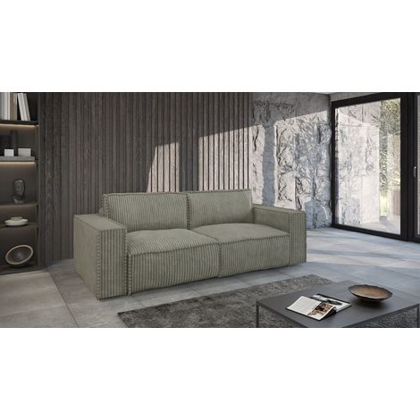 Sofa 3-Sitzer mit Schlaffunktion VAJANA Stoff Tilia Olivgrün (1/5)