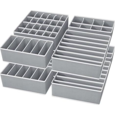 8-teiliges, faltbares Schubladeneinteiler-Set – Organizer für Unterwäsche, Socken und Accessoires (Grau) (1/5)