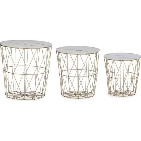 Set de 3 mesas de centro modernas decorativas salón almacenamiento interior 40 x 39,5 x 31 cm de metal dorado 130011281 (1/5)