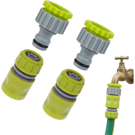 4 Pieces Kit Raccord Robinet Tuyau Arrosage Adaptateur Robinet 1/2 3/4 Pouces 2 en 1 Connecteur Robinet Raccord Rapide 1/2 Pouces Deux Voies Nez de Robinet Embout Tuyau Adaptateurs Irrigation Jardin (1/5)