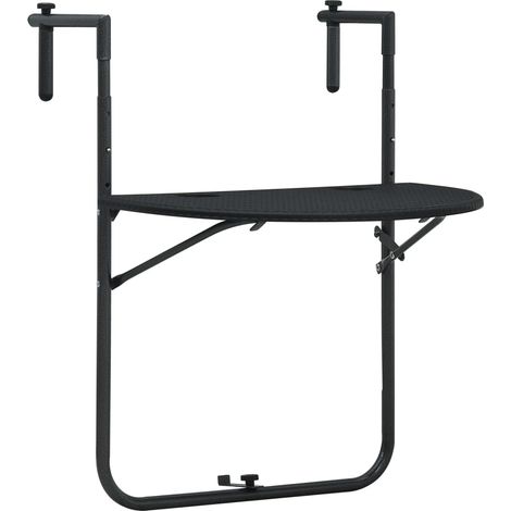 Table de balcon pliable,Table suspendue Noir 60x64x83,5 cm Plastique Aspect de rotin -36207 (1/5)