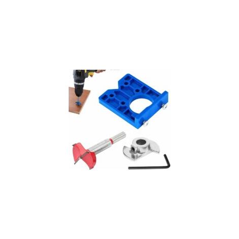 Kit di 4 pezzi per cerniere a scomparsa, dima per foratura cerniere, punte Forstner per legno, allargatore per fori per cerniere, localizzatore per cerniere, punta sagomatrice da 35 mm per l'installaz