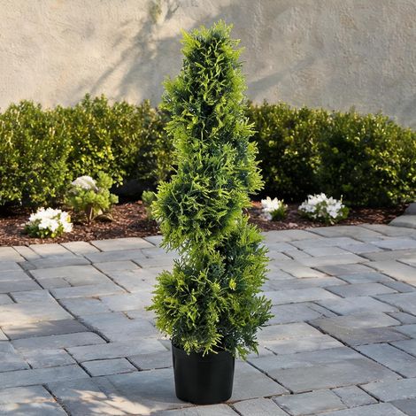 Cyprès artificiel en plastique 90 cm design spirale (1/5)