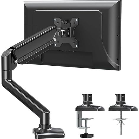 ELIVED Monitor Arm with Gas Springs for 13 to 32 Inch Screens up to 8 kg with VESA 75x75 or 100x100mm, 360° Rotation Monitor Stand with C-Clamp and Eyelet Base EV004 (1/5)