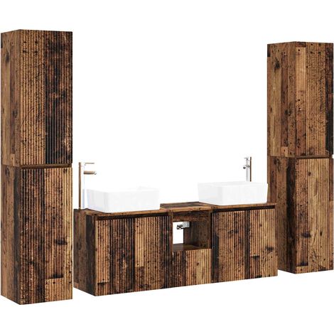 Bathroom Furniture Set 5 pcs Old Wood 33 x 34.5 x 160 cm vidaXL (1/5)