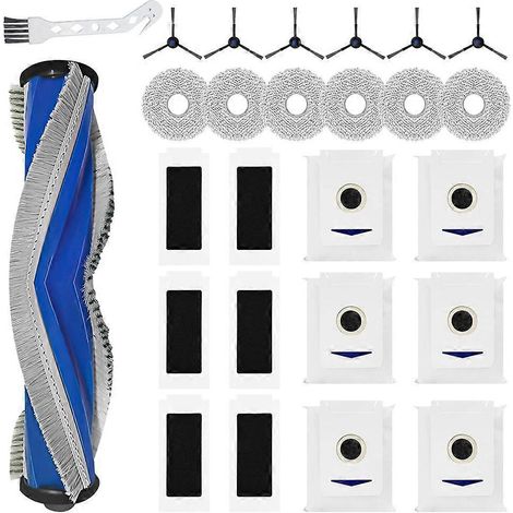 Accessoires pour ECOVACS DEEBOT T30 PRO Omni / T30 Omni : brosse latérale principale, filtre HEPA, lingette de nettoyage et sacs à poussière. (1/5)