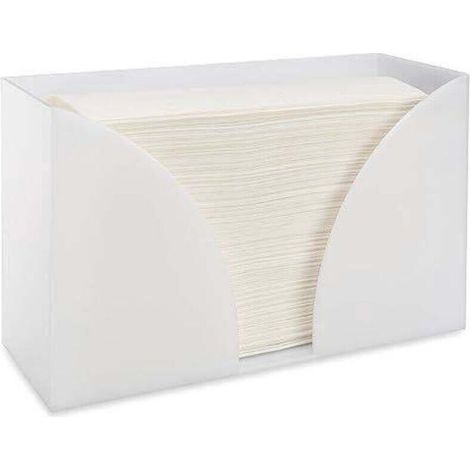 Countertop paper towel dispenser - White acrylic storage for kitchen or bathroom for multi-pleated hand towels. (1/4)