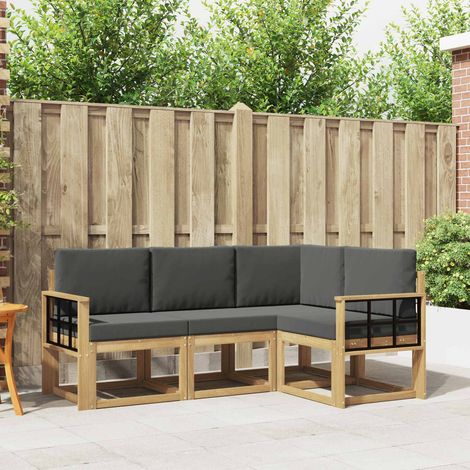 vidaXL Outdoor-Sofagarnitur mit Kissen 4 pcs Weiß und Anthrazit (1/5)