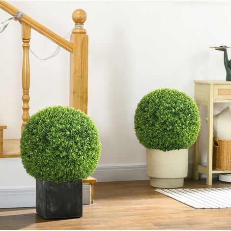 Lot de 2 boules de buis artificielles Ø40 cm pour intérieur et extérieur, décoration verte réaliste en plastique facile à installer, sans entretien  CHICFURN (1/5)