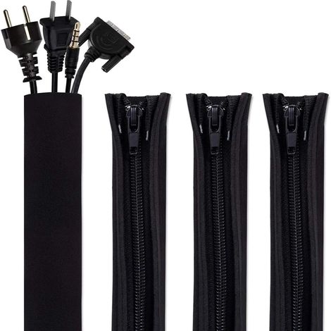 Gaine de câble réversible pour la gestion des câbles de bureau, protège-câble en néoprène avec fermeture Velcro pour une installation facile (1/5)