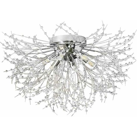Plafoniera con cristalli in acrilico contemporaneo attacco g9 lampada da soffitto fuochi d’artificio argento (1/5)