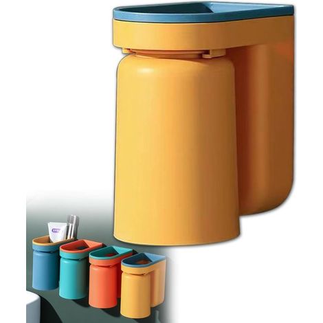 Set 2 in 1 portaspazzolino e bicchiere da parete. Design invertito per una facile pulizia. Accessorio da bagno con drenaggio ottimale dell'acqua. (1/5)