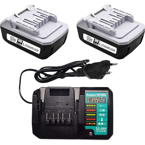 2X 18V 2,0Ah BL1813G BL1815G Akku für Makita mit Ladegerät DC18WA kompatibel mit Makita BL1811G BL1820G BL1830G BL1840G Ersatzakku für Makita HP457D TD127D UR180D CL183D DF457D (1/5)