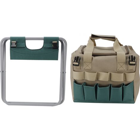 Multifunktionaler, tragbarer, klappbarer Gartenhocker mit Werkzeugtasche für Outdoor-Campingausrüstung (1/5)