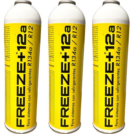 Pack 3 Envases FREEZE +12A 420g  Sustituto Orgánico R134a R12  Alta Eficiencia  Gas Ecológico Profesional